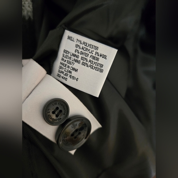 Liz Claiborne Buffalo plaid checkered overcoat warm winter minimalist Medium - Picture 4 of 5